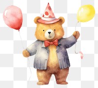 PNG Bear wearing party hat balloon toy representation. 