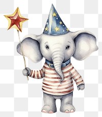 PNG Elephant wearing party hat animal white background representation. 