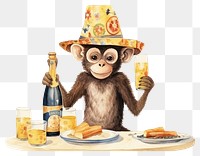PNG Monkey animal champagne mammal. AI generated Image by rawpixel.