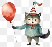 PNG Racoon holding balloon standing animal party. 