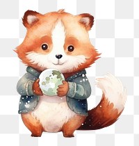 PNG Fox holding earth animal mammal cute. 