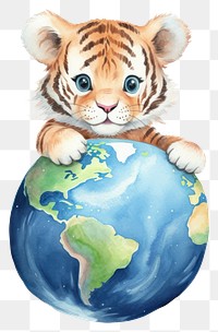 PNG Tiger holding earth animal mammal planet. 