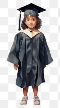 PNG Kid wearing graduation gown student child white background. AI generated Image by rawpixel.