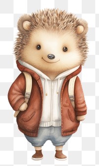PNG Hedgehog character wearing student costume mammal white background representation. AI generated Image by rawpixel.