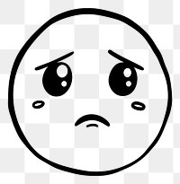 PNG Sad emotion face white line anthropomorphic. AI generated Image by rawpixel.