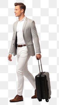 PNG Business man suitcase luggage walking. AI generated Image by rawpixel.