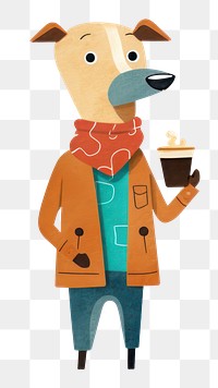 PNG Dog holding coffee cup. AI generated Image by rawpixel.