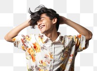 PNG Happy asian male trans laughing smile shirt. 