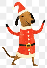 PNG Dachshund wear santa costume dancing christmas animal pet. 