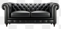 PNG A black leather modern sofa furniture armchair white background. AI generated Image by rawpixel.