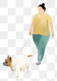PNG Woman leads dog walking mammal animal. AI generated Image by rawpixel.
