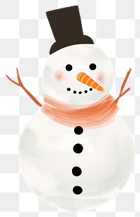 PNG  Snowman drawing winter white. 