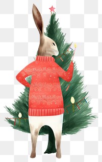 PNG  Christmas sweater tree white background. 