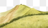 PNG  Meadow hill landscape grassland outdoors. AI generated Image by rawpixel.