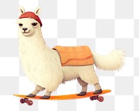 PNG  Llama skateboarding mammal animal alpaca. AI generated Image by rawpixel.