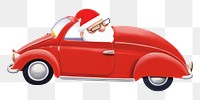 PNG Santa drive a red car vehicle white background representation. 