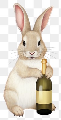 PNG  Rabbit hokding champagne rodent mammal animal. AI generated Image by rawpixel.
