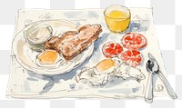 PNG Breakfast brunch sketch plate. AI generated Image by rawpixel.