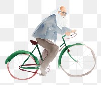 PNG Old man leads a bicycle vehicle glasses cycling. AI generated Image by rawpixel.