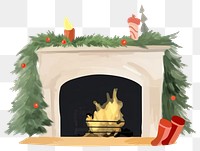 PNG  Christmas fireplace christmas hearth white background. AI generated Image by rawpixel.