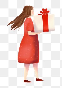 PNG Christmas carrying adult woman. AI generated Image by rawpixel.