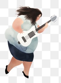 PNG Woman playing guitar adult white background performance. AI generated Image by rawpixel.