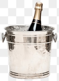 PNG Bucket champagne bottle white background refreshment. AI generated Image by rawpixel.
