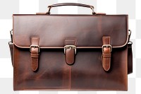 PNG  Dark Brown leather briefcase handbag brown white background. AI generated Image by rawpixel.