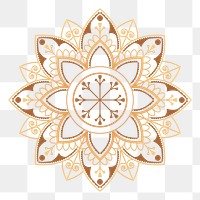 PNG Gold mandala flower, Diwali festival element, transparent background