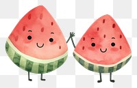 PNG  2 watermelon character holding hand smiling fruit food. AI generated Image by rawpixel.