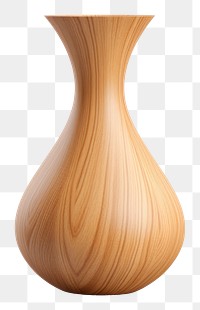 Vase shape pottery wood white background. 
