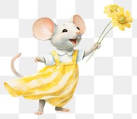 PNG  Animal rodent mammal flower. AI generated Image by rawpixel.