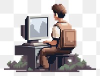 PNG Computer sitting desk art. AI generated Image by rawpixel.