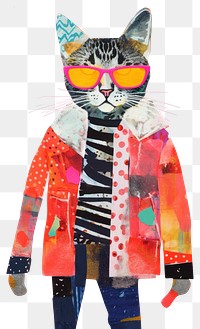 PNG  Fashionable cat art painting pattern