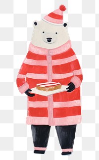 PNG Polar bear wearing christmas scarf winter glove representation. 