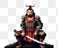 Pixelated cartoon samurai person. 