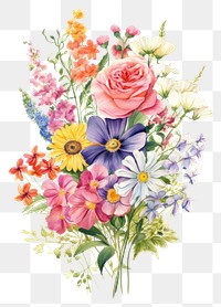 PNG Flower bouquet painting pattern plant