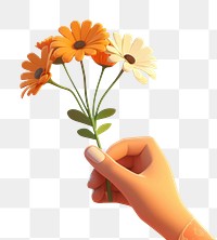 PNG Hand giving flowers finger petal plant. AI generated Image by rawpixel.