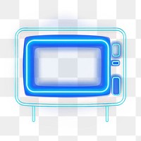 PNG  Old vintage television icon neon light blue. AI generated Image by rawpixel.
