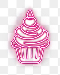 PNG  Cupcake icon neon lighting line. AI generated Image by rawpixel.