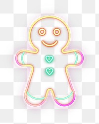 PNG  Gingerbread man icon neon light night. AI generated Image by rawpixel.