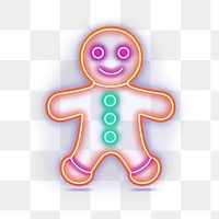 PNG  Gingerbread man icon neon purple light. AI generated Image by rawpixel.
