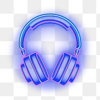 PNG Headphones icon light neon line. 