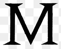 M letter PNG, French style font, transparent background