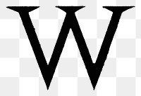 W letter PNG, French style font, transparent background