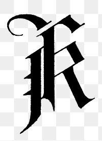 K letter PNG, church text font, transparent background