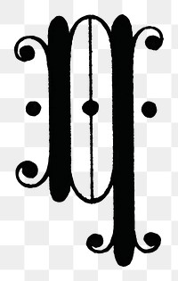Q letter PNG, 17th-century calligraphy font, transparent background