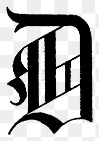 D letter PNG, German gothic font, transparent background