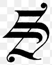 S letter PNG, flemish style font, transparent background