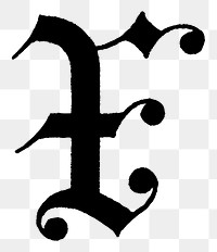 X letter PNG, flemish style font, transparent background